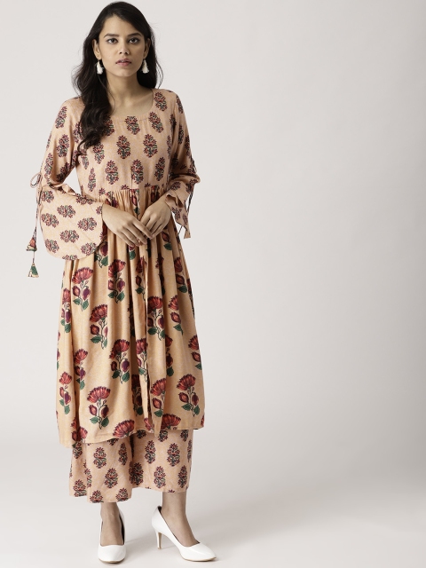 

Libas Women Peach-Coloured & Green Printed Kurta with Palazzos