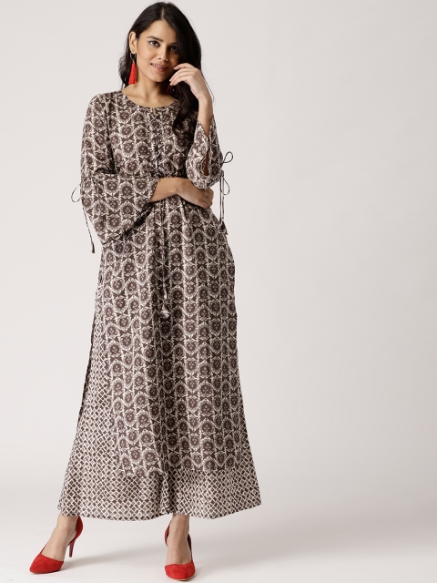 

Libas Women Coffee Brown & Off-White Printed Kurta with Palazzos