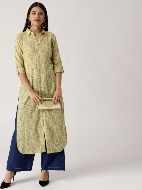 

Libas Women Yellow & Green Printed Pathani Kurta