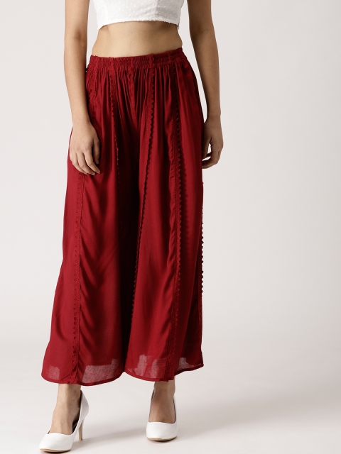 

Libas Women Maroon Solid Flared Palazzos