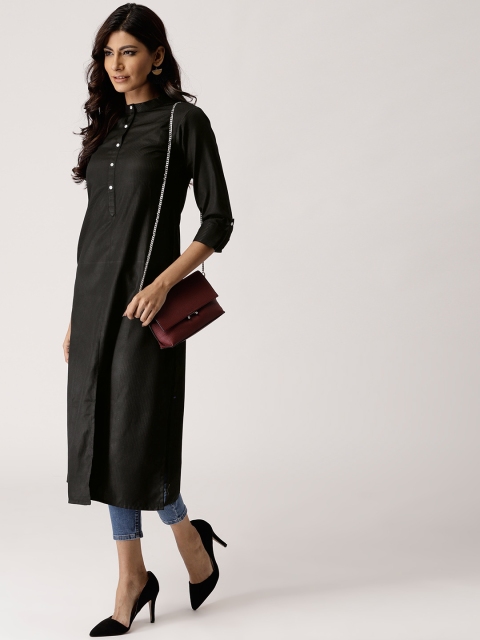 

Libas Women Black Striped Straight Kurta