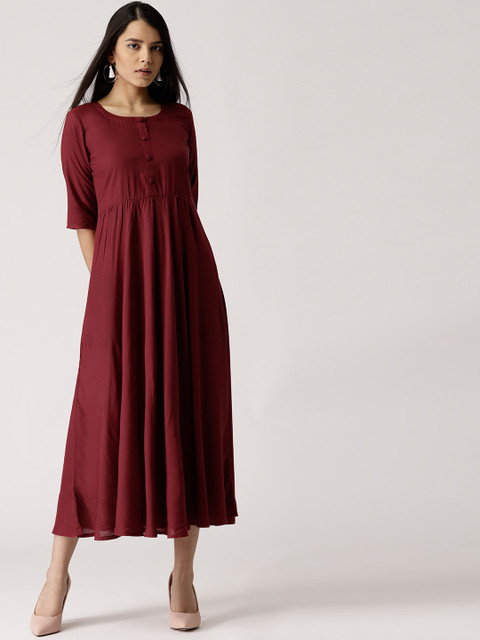 

Libas Women Maroon Solid Maxi Dress