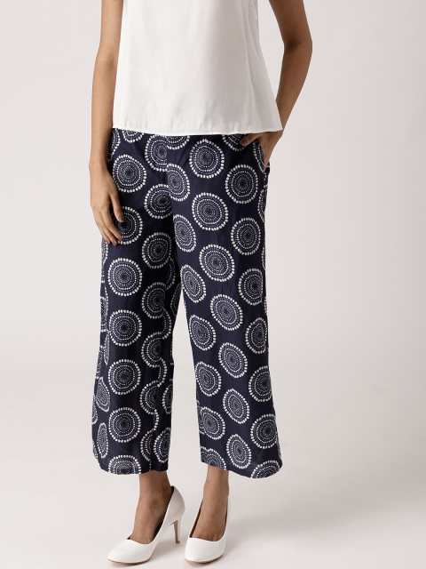 

Libas Women Blue & White Printed Wide Leg Palazzos