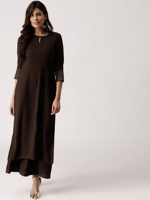 

Libas Women Coffee Brown Solid Kurta with Palazzos