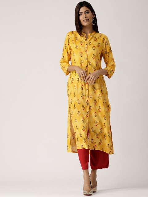 

Libas Women Yellow & Red Printed Straight Kurta