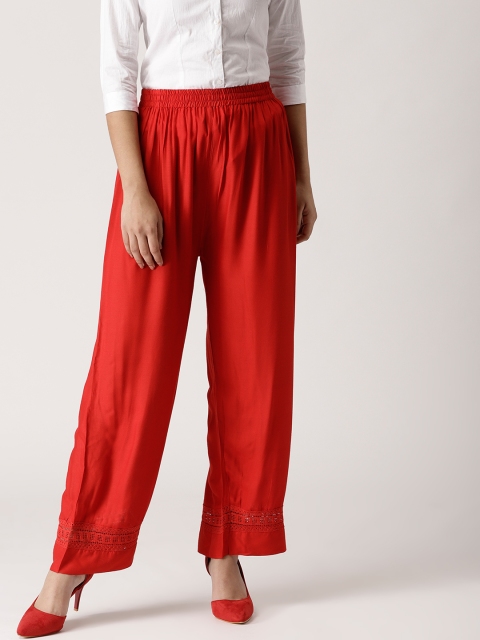 

Libas Women Red Hem Design Straight Palazzos
