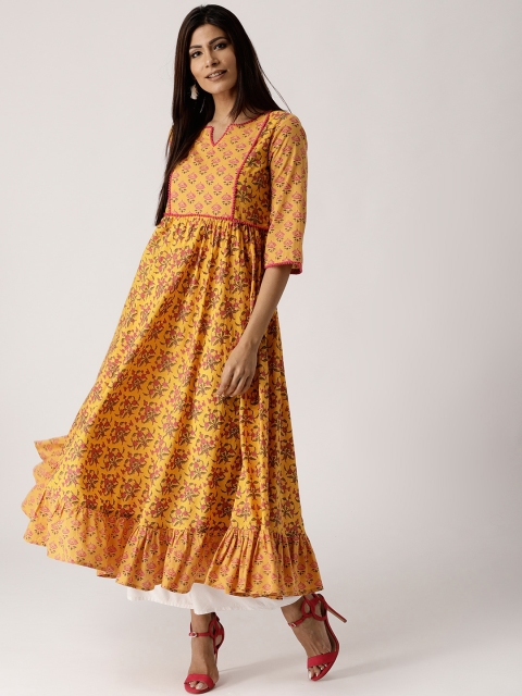 

Libas Women Yellow & Pink Printed Anarkali Kurta