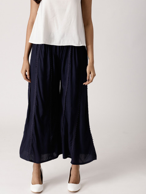

Libas Women Navy Blue Wide Leg Solid Palazzos