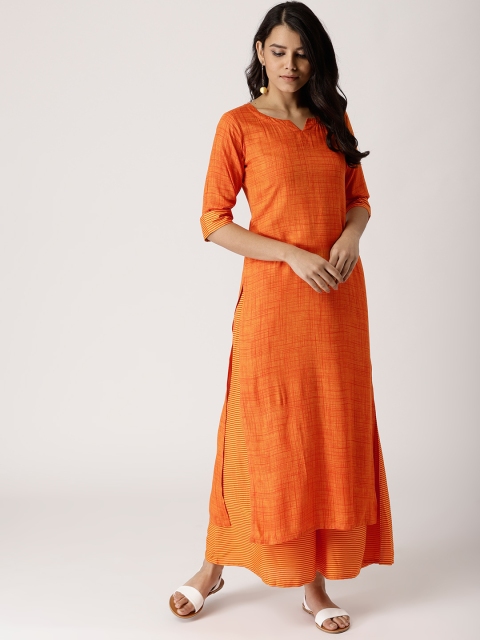 

Libas Women Orange & Yellow Printed Kurta with Palazzos