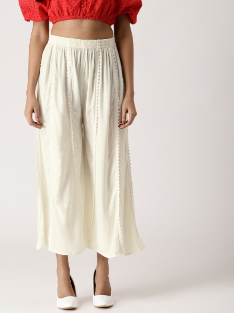 

Libas Women Off-White Flared Solid Palazzos