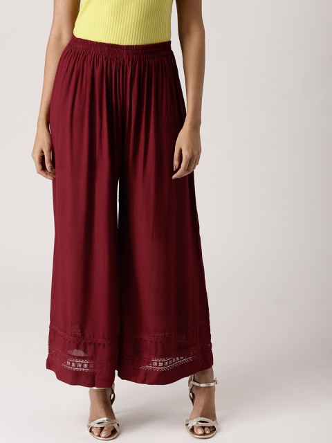 

Libas Women Maroon Solid Flared Palazzos