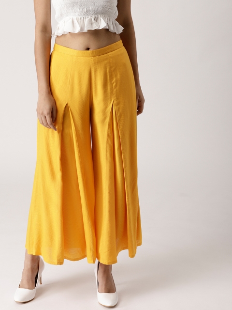 

Libas Women Mustard Yellow Flared Solid Palazzos