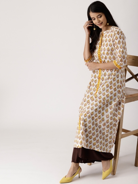 

Libas Women Off-White & Beige Printed A-Line Kurta