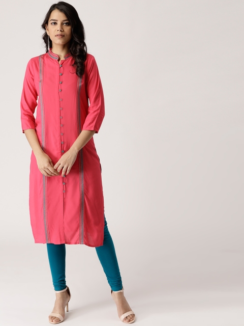 

Libas Women Pink Solid Straight Kurta