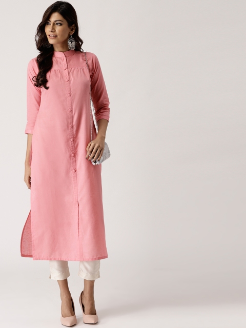 

Libas Women Pink Solid Straight Kurta