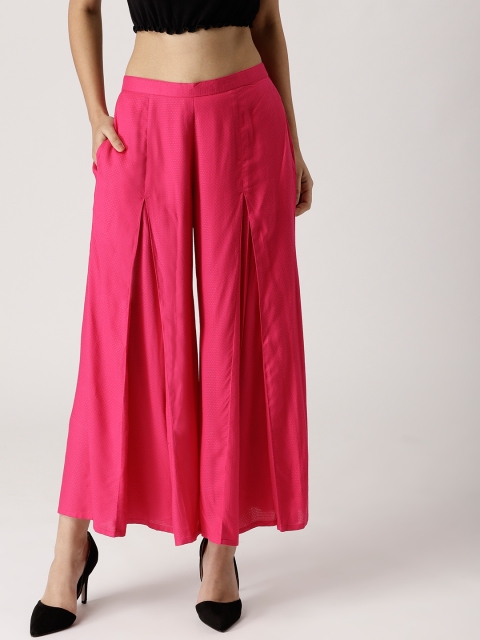 

Libas Women Fuchsia Self Design Flared Palazzos