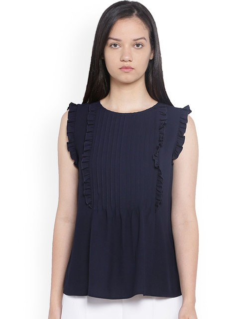 

Van Heusen Woman Navy Blue Solid Top