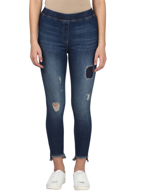 

Park Avenue Woman Blue Regular Fit Mid-Rise Mildly Distressed Stretchable Jeans