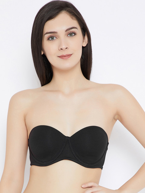 

C9 AIRWEAR Women Black Solid Non-Wired Non Padded Detachable Straps Bandeau Bra PZ2608_BLACK