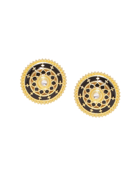 

Studio Voylla Gold-Toned & Black Circular Studs
