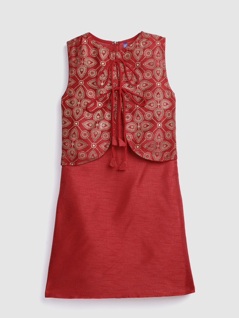 

YK Girls Maroon Printed Straight Kurta