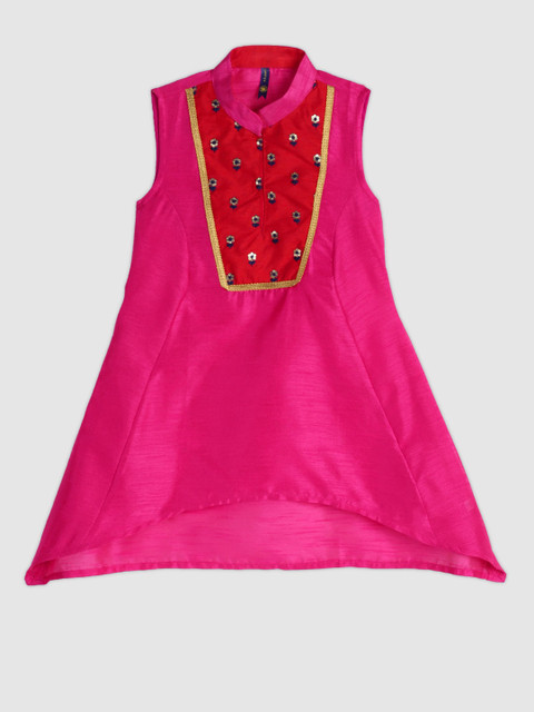 

YK Girls Pink Solid A-Line Kurta