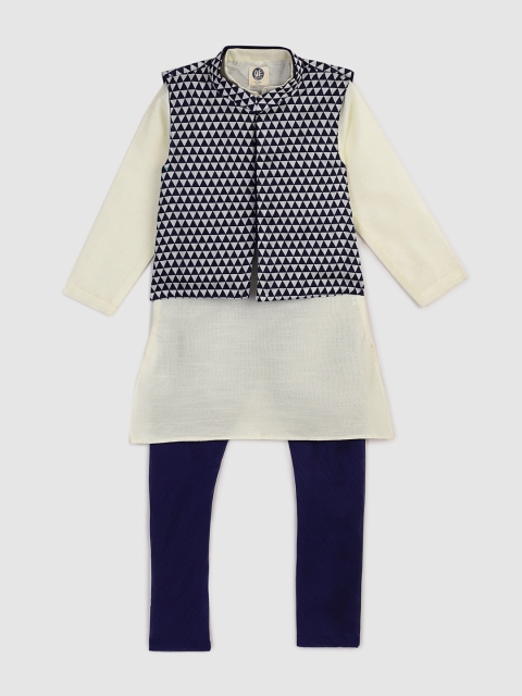 

YK Boys Off-White & Black Solid Kurta with Pyjamas
