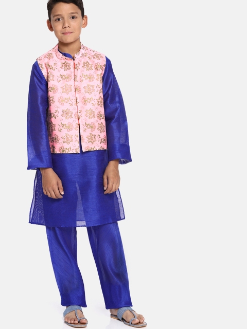 

YK Boys Blue Solid Kurta with Pyjamas & Nehru Jacket