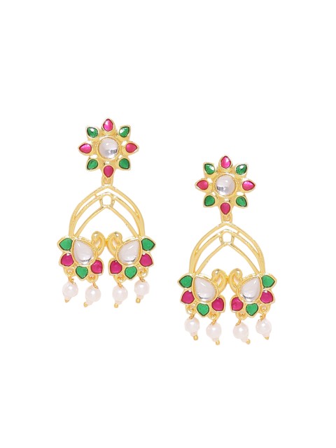

Voylla Gold-Toned Floral Drop Earrings