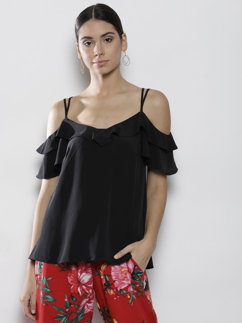

DOROTHY PERKINS Women Black Solid A-Line Top