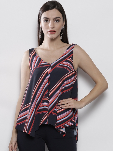 

DOROTHY PERKINS Women Navy Blue & Red Striped A-Line Top