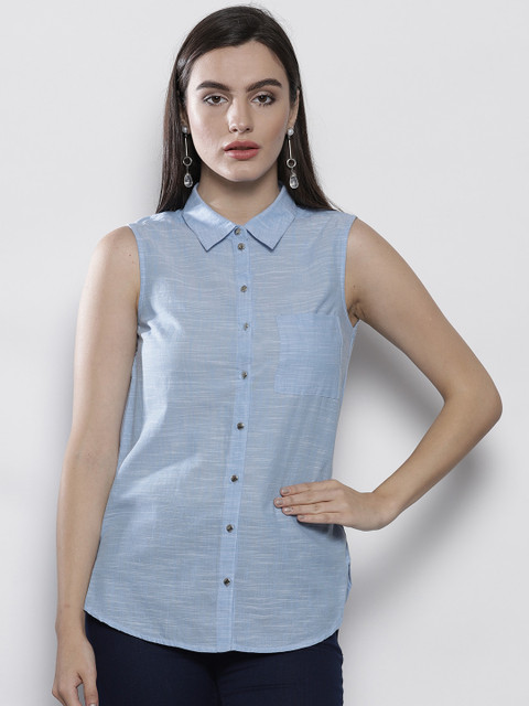 

DOROTHY PERKINS Women Blue Regular Fit Solid Casual Shirt