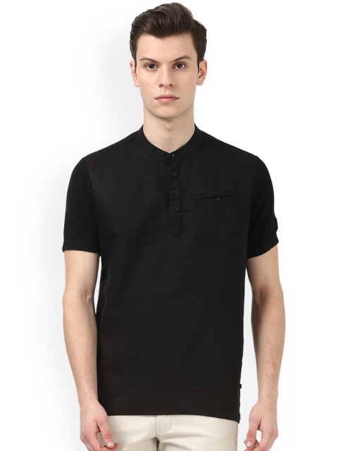 

Parx Men Black Solid Mandarin Collar T-shirt