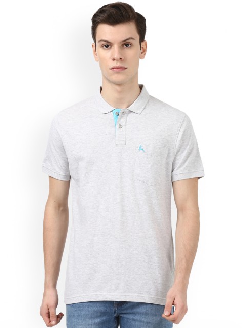 

Parx Men Grey Solid Polo Collar T-shirt