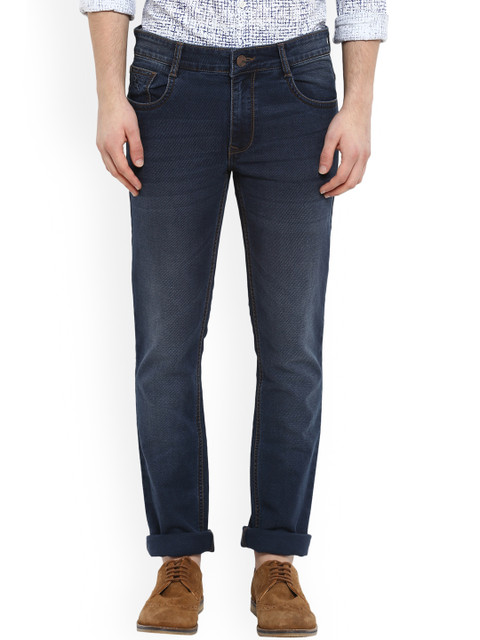 

Parx Men Navy Blue Tapered Fit Mid-Rise Clean Look Stretchable Jeans