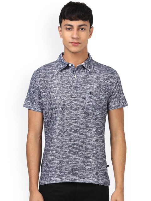 

Parx Men Grey Printed Polo Collar T-shirt