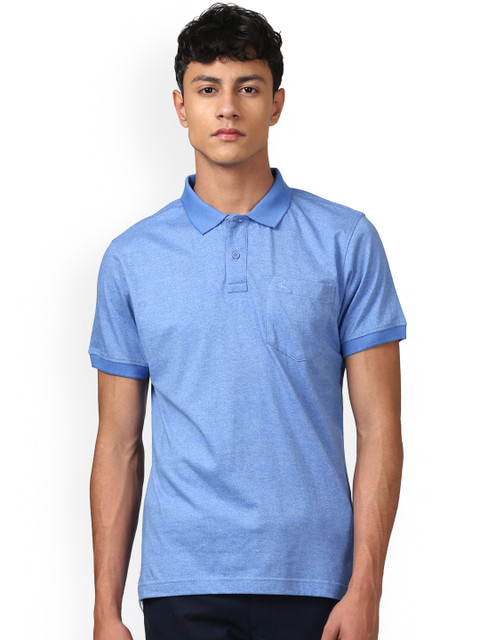 

Parx Men Blue Solid Polo Collar T-shirt