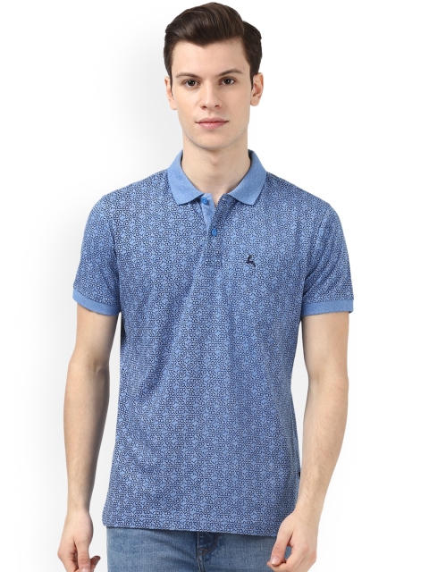 

Parx Men Blue Printed Polo Collar T-shirt