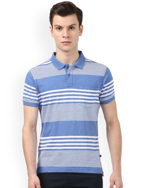 

Parx Men Blue Striped Polo Collar T-shirt