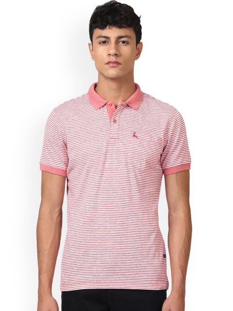 

Parx Men Pink Striped Polo Collar T-shirt