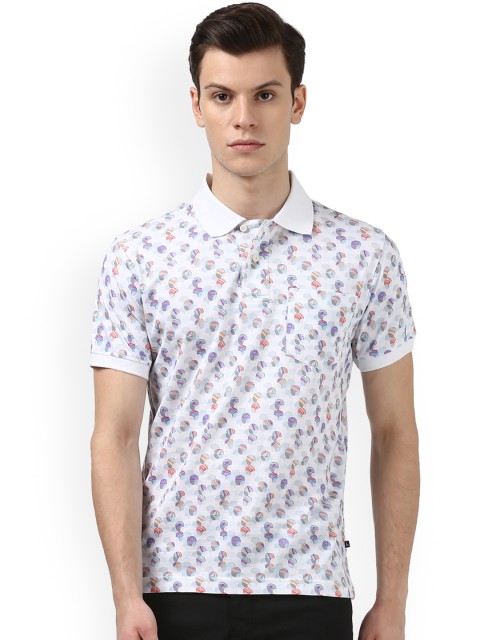 

Parx Men White Printed Polo Collar T-shirt