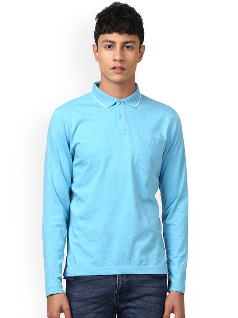 

Parx Men Blue Solid Polo Collar T-shirt