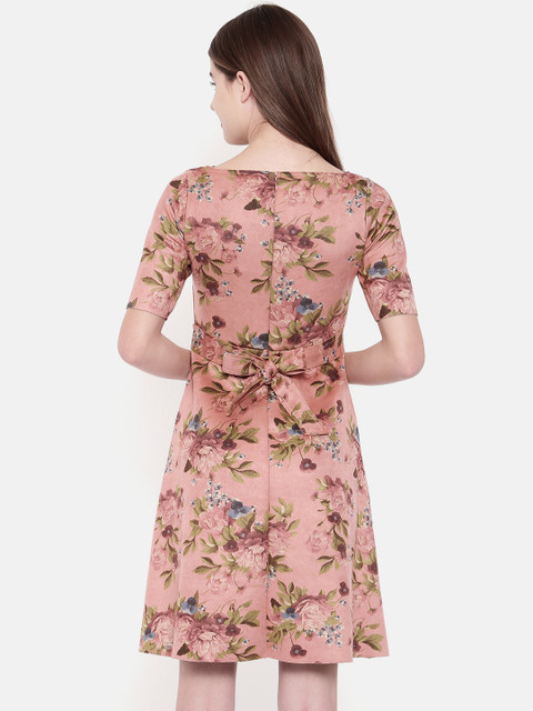 

CODE by Lifestyle Women Pink Floral Printed Fit and Flare Dress