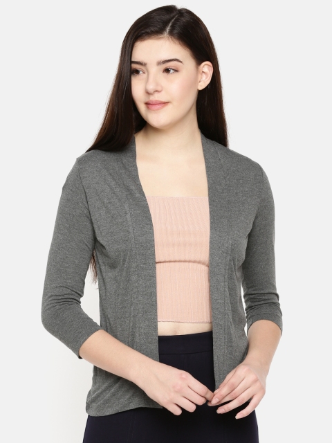

CODE by Lifestyle Charcoal Grey Solid Open Front Shrug