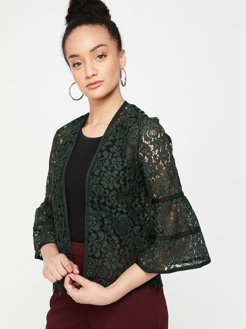 

CODE by Lifestyle Women Green Self Design Shrug