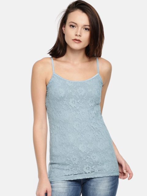 

CODE by Lifestyle Women Blue Self Design Lace Top
