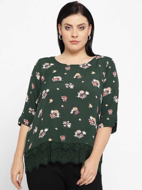 

nexus Plus Size Women Green Printed Top
