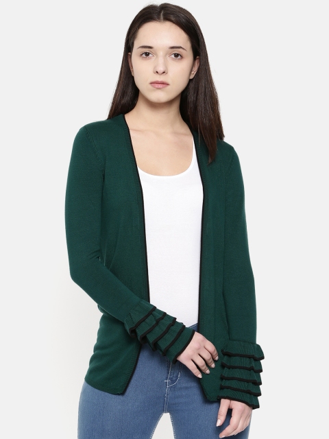 

CODE by Lifestyle Green Solid Open Front Shrug