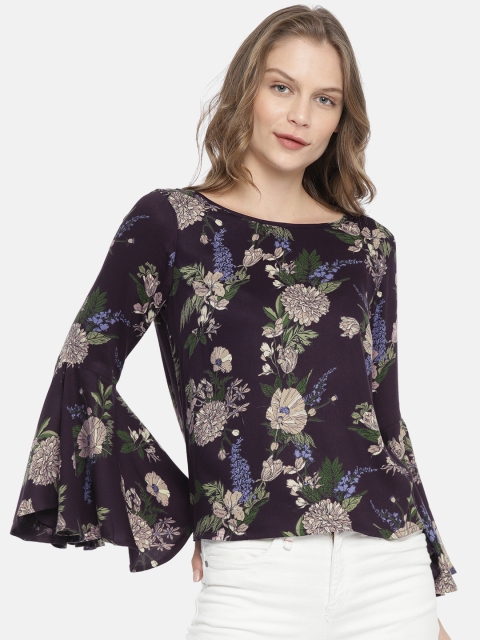 

CODE by Lifestyle Women Purple Printed Styled-Back Top