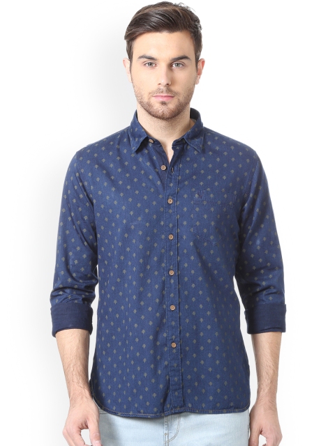 

Solly Jeans Co. Men Navy Blue Regular Fit Printed Casual Shirt